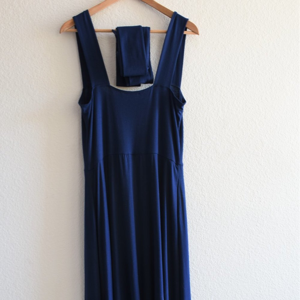 Reformation Fit & Flare Tie Front Jersey Midi Dres - Picture 9 of 10